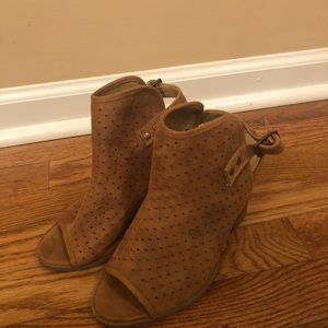 Tan peep toe sandals